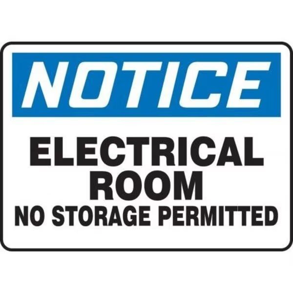 MELC801VA Safety Sign, NOTICE ELECTRICAL ROOM NO STORAGE PERMITTED, 7 X 10, Aluminum, Accuform, Mfr#: MELC801VA